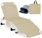 LILYPELLE Heavy Duty Tanning Chair with Face & Arm Holes, Folding Outdoor Lounge Chair for Beach, Poolside, Patio, Sunbathing, Lawn, Camping