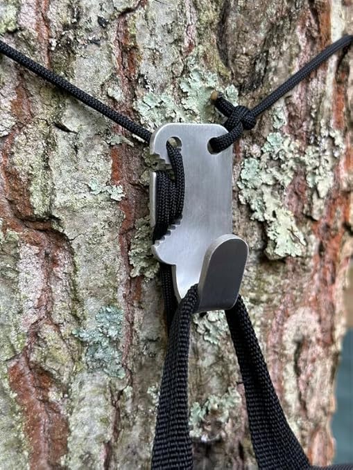 Tree Hugger Leave No Trace Camp Hook - Ultralight Gear Hanger for Hiking, Backpacking, Bushcraft - 100lb Capacity Pack Hook with Paracord - Outdoor Camping Accessories for Osprey, Gregory Backpacks
