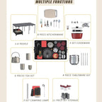Folding Camping Kitchen Table with Cookware Tableware Sets,Aluminum Portable Outdoor Cooking Table,for Outdoor Picnic