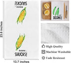 4Pcs Funny Kitchen Towels 24x14 Inch, Carrot Corn Beans Artichoke Waffle Weave Dish Towels for Kitchen Farmhouse Decor, White Absorbent Microfiber Hand Tea Towel, Housewarming Gifts for Women Mom