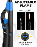 NEON Lighter, Refillable Butane Candle Lighter, 12 Pack Multi-Purpose Reusable Lighters with Long Metal Wand and Adjustable Soft Flame for BBQ, Grill, Stove, Camping, Hiking, Fireplaces, Kitchen