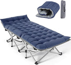 Slsy Folding Camping Cot for Adults with Pad, Padded Portable Sleeping Cots, Camp Bed with Carry Bag for Outdoor Travel, Beach, Hiking