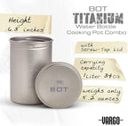 Vargo Titanium BOT Series | 1 Liter (34 oz.) Ultralight Water Bottle Cooking Pot Weighs 147 grams (5.2 oz.) | Backpacking Camping Multipurpose