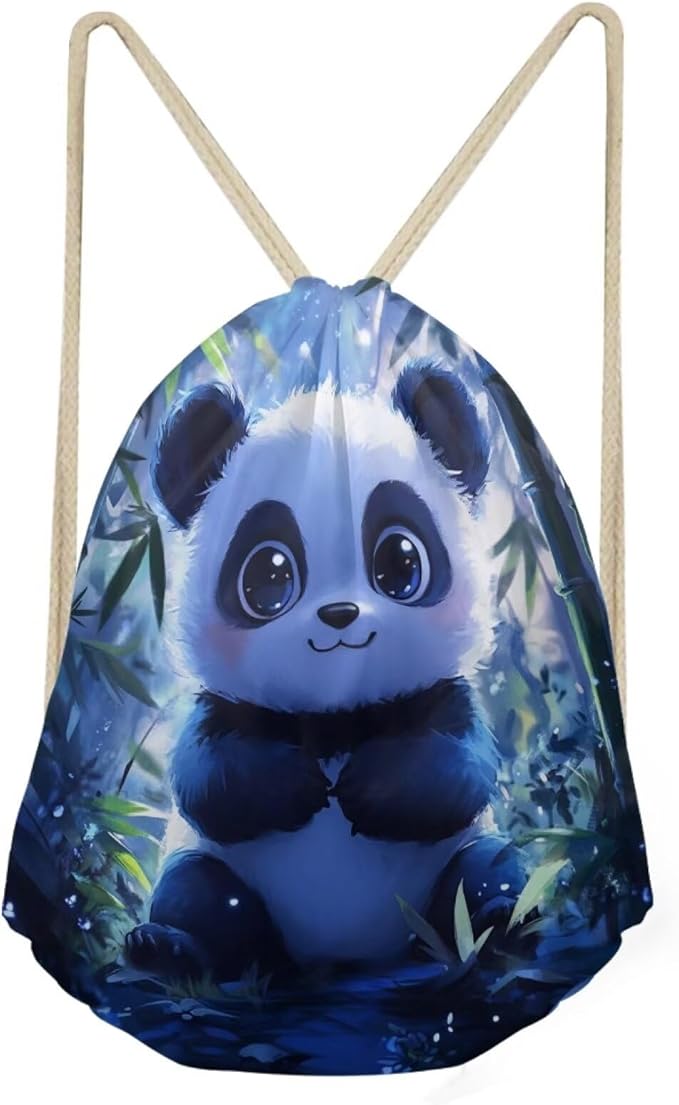Upetstory Adorable Panda Drawstring Backpack for Women Kids Cinch Sackpack Portable Draw String Bag Outdoor Beach Workout Gym Bags Storage Pouch