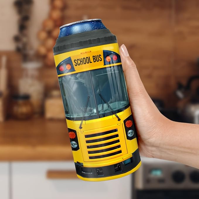 winorax School Bus Driver Gifts 4-in-1 Can Cooler Tumbler Stainless Steel Insulated Coffee Travel Mug Cup with Lid
