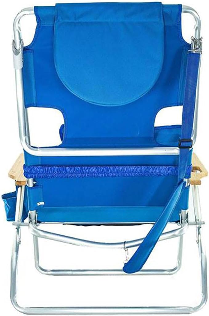 Ostrich Deluxe Padded 3-N-1 Lightweight Portable Adjustable Outdoor Folding Chair for Lawn Beach Lake Camping Lounge with Footrest, Blue (4 Pack)