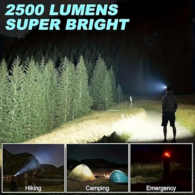 2 Pack LED Rechargeable Headlamp, Super Bright Headlamp with Motion Sensor, USB/Solar Charging, 6 Modes with Red Light Waterproof Head lamp for Outdoors, Camping, Hiking, and Emergencies