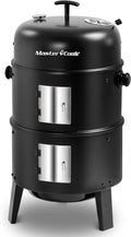 MASTER COOK 16 inch Charcoal Smoker, Vertical BBQ Grill, Heavy Duty 4 In 1 Fire Pit with built-in Thermometer & Adjustable Vent System for Backyard Patio Camping