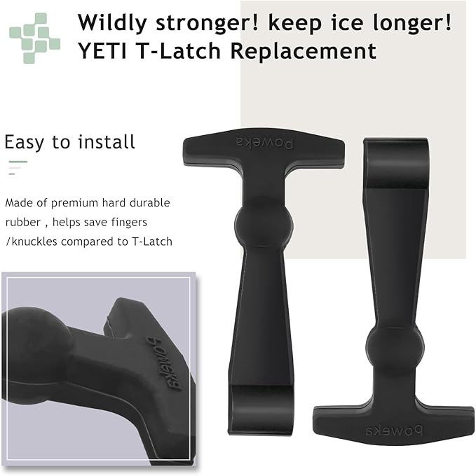 Poweka Cooler Latches Replacement for Yeti, RTIC, Lid Latch Parts(2 Pack) Compatible with Yeti Coolers T-Latches Made of Premium Hard Durable Rubber