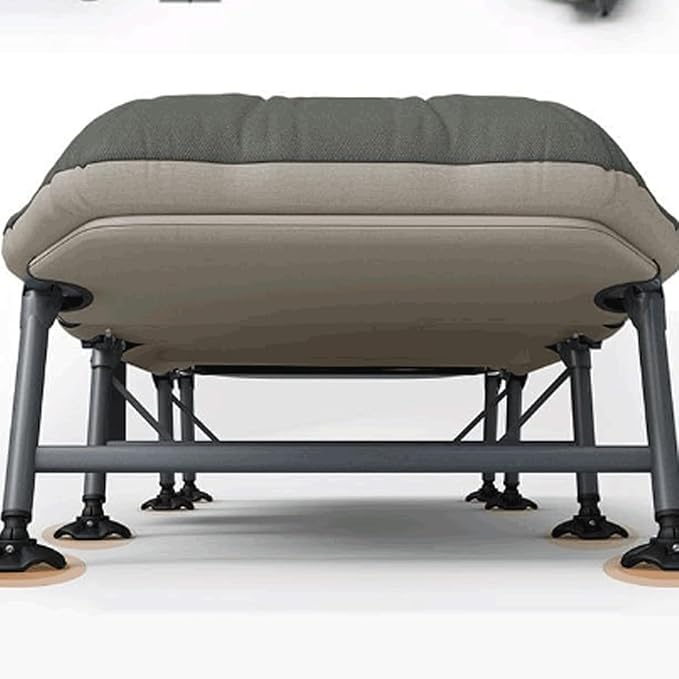 Oxford Cloth Camping Cot with Mattress, Durable Portable Folding Bed for Sleeping, 6-Position Folding Chaise Lounge Chair, Green