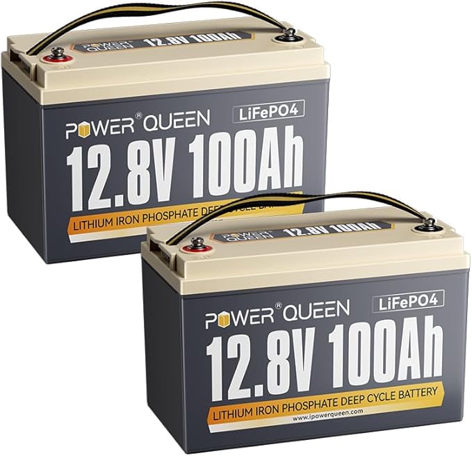 Power Queen 12V 100Ah LiFePO4 Battery, Group 31 Lithium Battery with 1280Wh Energy and BMS Protection, Up to 15000 Deep Cycles for RV Trailer, Solar Off-Grid, Marine