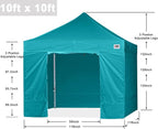 ABCCANOPY Easy Pop Up Canopy Tent with Sidewalls 10x10 Commercial -Series, Turquoise