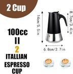 4 Cup Stovetop Espresso Maker Stainless Steel Moka Pot Stove Top Percolator Italian Coffee Makers Capable Mocha Greca Machine Cafe Classic Induction Cookers for Home and Camping 200ml 6.6oz