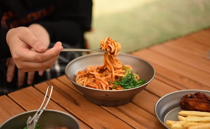 Boundless Voyage Ultralight Titanium Bowl Pan Plate Dish with Carry Bag Outdoor Camping Portable Tableware Cookware (Ti15165B (800ml Bowl))