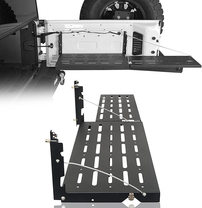 Hooke Road Wrangler JK Tailgate Table Camping Cargo Shelf Storage Rack Compatible with Jeep Wrangler JK 07-18 (Upgrade Extended Version)