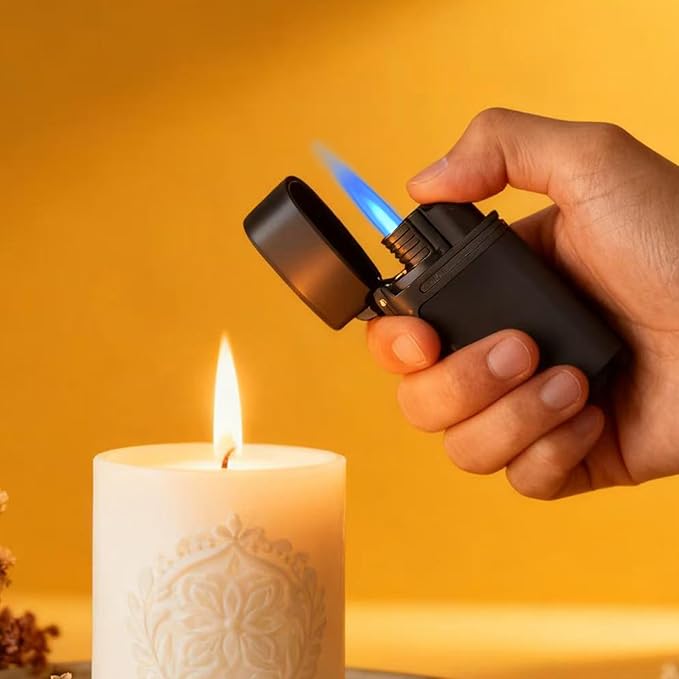 Urgrette 2 Pack Torch Lighter Refillable Butane Lighters Single Jet Flame Mini Pocket Lighter Gas Adjustable Flame for Camping BBQ Grill Candle Party (Without Fuel)