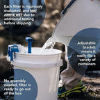 Outdoor Water Filtration System. Bucket Pump Purifier Produces Clean Water for Backpacking, Survival, Hiking - Emergency Filter