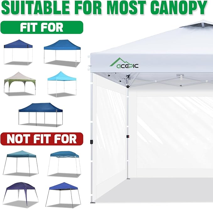 Clear Canopy Sidewalls for 10x10 Pop Up Tent, Transparent Window Curtain Cloth, 8 Mil PVC Enclosure Fabric with Zipper, Blue (3Pack Sidewalls Only, Not Included Frame&Top)