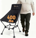 MOON LENCE Oversized High Back Camping Chair for Adults, Height Adjustable Folding Chair with 400 lbs Capacity, Hidden Pillow Pocket and Wide Seat for Camping, Base Camp, Fishing, Overlanding, Black