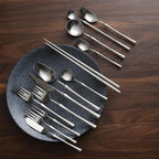 Cutlery Set Pieces Service Stainless Steel Titanium Flatware,Cutlery Flatware Set Of 4, Stainless Steel Tableware, Include Knife Fork Spoon Dinnerware with Elegant Box, for Home, Hotel, Res