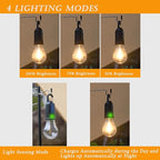 8pack Solar Camping Lights Sensor Hooked Tent Lamp Hanging Outdoor Waterproof Camp Small Rechargeable Bulb Portable Lantern with Clip Hook 3 Lighting Modes for Hiking Backpacking Warm Light