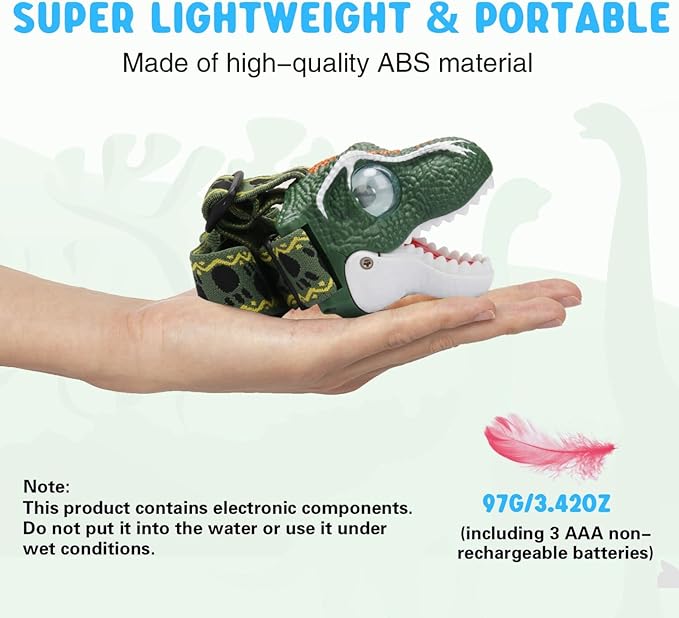 COSOOS LED Headlamp for Kids Flashlight Camping Gear, Roar & Silent Mode, Outdoor Head Lamp for Boy Girl, 3.4oz Lightweight Headlight, Birthday Gift for Kid, Battery Included