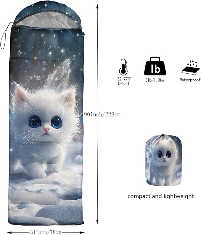 AILONEN Kawaii Panda Sleeping Bags,Lightweight & Waterproof,3 Season Warm & Cool Weather,Dreamy Purple Flower Animal Themed Sleeping Bags for Boys,Girls,Kids,Adults Travelling,Outdoors