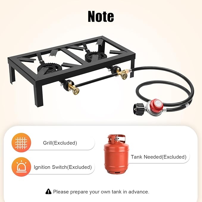 Portable Burner Outdoor Gas Stove Propane Cooker with Adjustable 0-20Psi Regulator Hose Camp Cooker Outdoor Gas Stove for Patio Camping, BBQ, Home Brewing, Turkey Fry