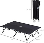 2 Person Folding Camping Cot for Adults, 50" Extra Wide Portable Sleeping Cot with Carry Bag, 300 lbs Capacity Elevated Camping Bed for Outdoor, Beach, Hiking, Black