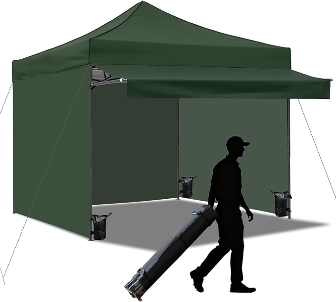 Pop up Canopy Tent with Awning Easy up Canopy with Wheel Bag Heavy Duty Waterproof Canopy Commercial Gazebo Tent for Outdoors Parties Vendors