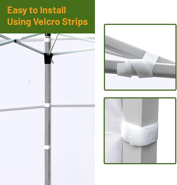 3 Pcs 10x10 Canopy Sidewalls with Roll-up Windows for 10x10 Pop Up Canopy Straight Leg Outdoor Instant Canopy Walls Waterproof & UV Protected for Outdoor Event Tents, 3 Sidewalls Only, White