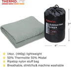 BROWINT Thermolite Sleeping Bag Liner with Zippers for Cold Weather, Lightweight Mummy with Hood & Rectangular Sleep Sack for Adult, Adds Warmth, Thermal Travel Liner, All Season