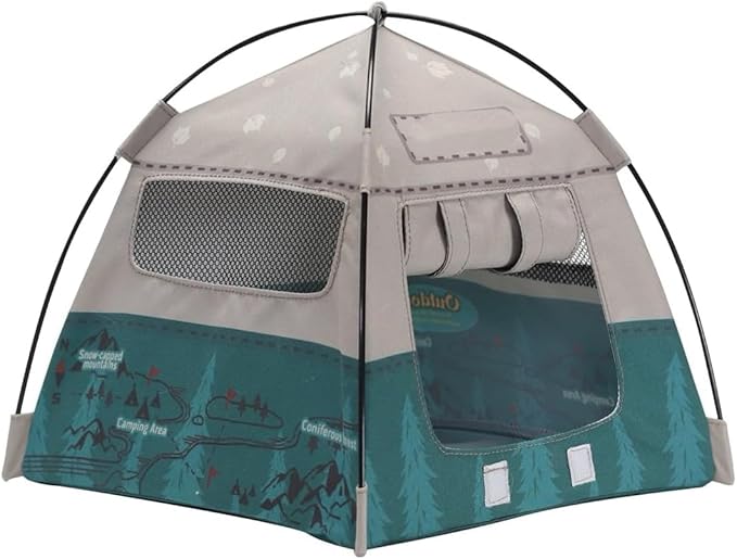 Mini Tent,Model Tent Decoration with Chair,1:12 Miniature Doll Camping Model Tents Movable Decorative Scene Accessories Photography Props Miniature Model Tent for Tiny Pets (Gray)