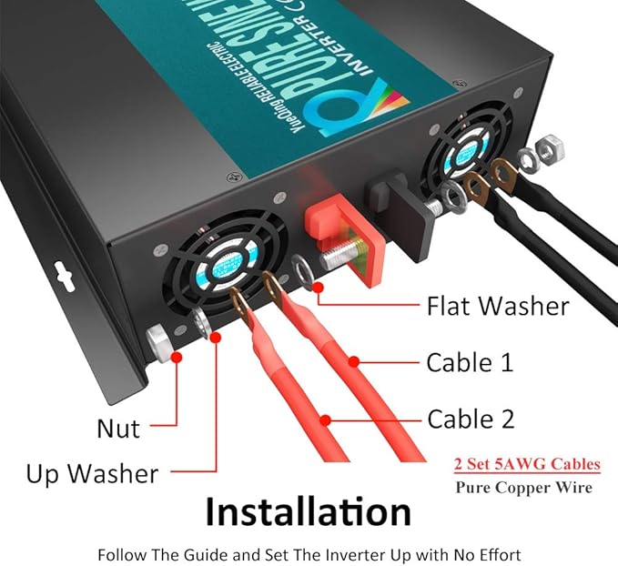 WZRELB 3000watt Pure Sine Wave Inverter 24V DC to 120V AC 60HZ with LED Display Wireless Remote Controller Car Inverter Generator (RBP300024VCRT)