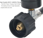 ATKKE Propane Hose Adapter 1lb to 20lb with Gauge, 4FT Propane Tank Grill Adapter Converter for Weber Q Grill, Mr. Heat Propane Heat, Blackstone 17/22‘’ Griddle, Coleman Camping Stove and More