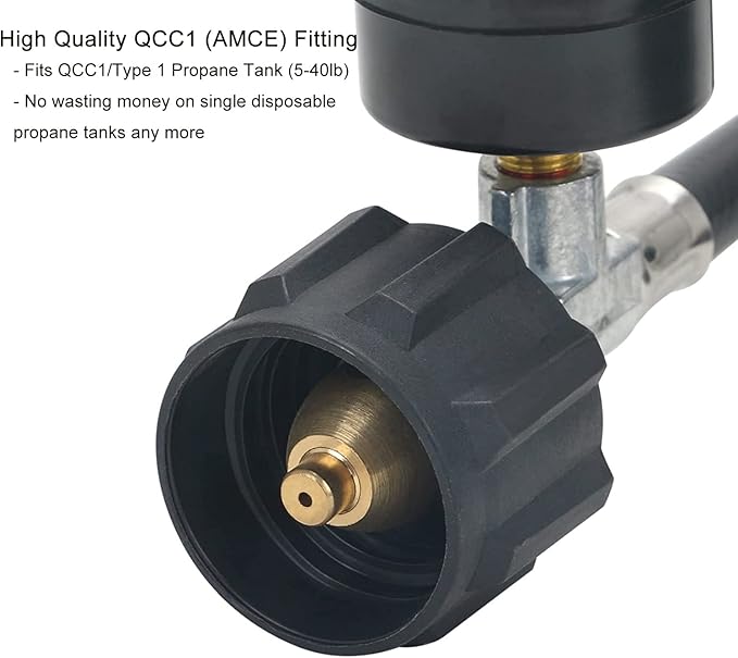 ATKKE Propane Hose Adapter 1lb to 20lb with Gauge, 4FT Propane Tank Grill Adapter Converter for Weber Q Grill, Mr. Heat Propane Heat, Blackstone 17/22‘’ Griddle, Coleman Camping Stove and More