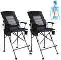 REDCAMP Oversized Tall Camping Chair for Adults with Adjustable Backrest 2 Pack, Portable High Folding Directors Chair, Foldable Bar Height Stool with Makeup Pocket for Lawn Sport Face Painting, Black