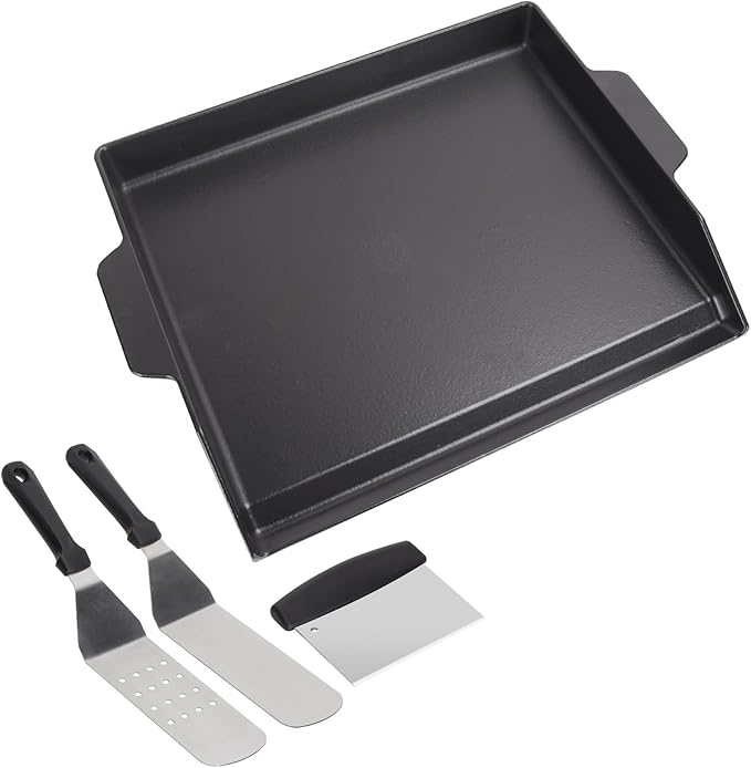 Nonstick Cast Iron Griddle for Gas Grill, 23" x 16" Universal Cooking Coating Flat Top Plate for Gas Stove Top 4 Burner Oven/Stove Top, Electric Grill