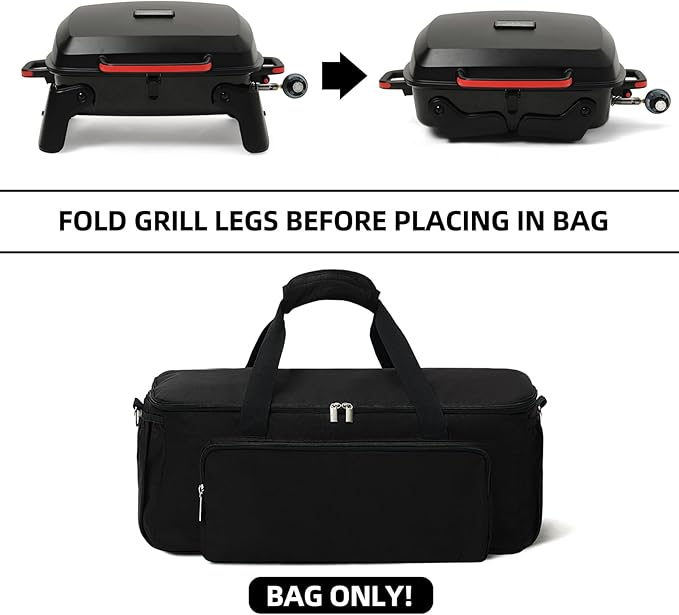 Gas Grill Carry Bag for Megamaster 1 Burner Portable Grill, Water-Resistant, Rip-Proof Material, Barbecue Bag for Camping, Outdoor Cooking, Black