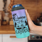 winorax Queen of The Camper Tumbler Can Cooler 4-in-1 Camping Gifts For Campers Woman from Husband Boyfriend Sisters Best Friend Coffee Cup with Lid 12oz Stainless Travel Mug