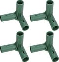 4 Pcs 19mm Greenhouse Frame Building Connectors, 3 Way Right Angle Pipe Fitting for Grape Trellis/Sunscreen Shed/Gardening Plant Stakes, Greenhouse Accessories [Green]