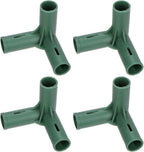 4 Pcs 19mm Greenhouse Frame Building Connectors, 3 Way Right Angle Pipe Fitting for Grape Trellis/Sunscreen Shed/Gardening Plant Stakes, Greenhouse Accessories [Green]