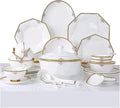 Dinnerware Set Dinner Party Tableware Service Set Ceramics Dinnerware Set with 56 Pieces, Bowl/Dish/Soup Pot/Spoon|Bone China Dinner Sets, Octagonal Fold Design Porcelain Combinati
