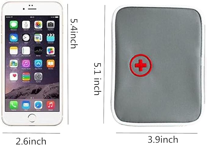 Portable Mini First Aid Bag Empty, Small Size Travel Medicine Pouch Double Zippers Handy Pills Pocket for Travel Home (Gray)