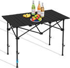Camping Table Roll up Table,4-6 Person Portable Adjustable Height Roll up Aluminum Table with Carry Bag