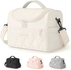 Lunch Bag for Women Soft Lightweight,Leakproof Insulated Lunch Box with Straps,Reusable Lunch Cooler for Work Meal Hiking Travel,Beige