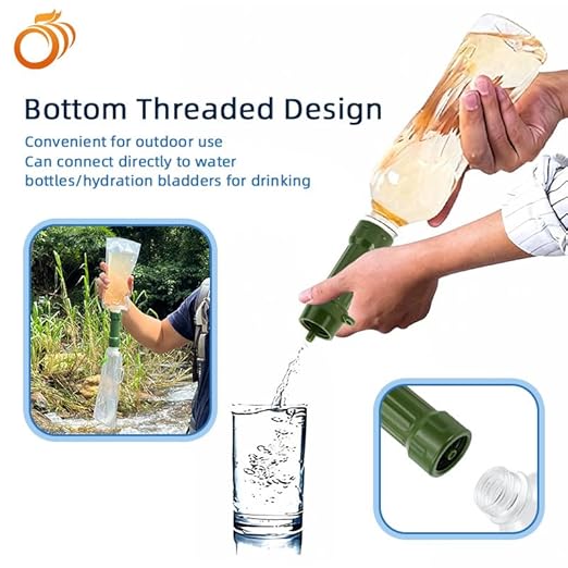 Life Straw Water Filter for Drinking Survival, Portable Water Purifier and Filtration System for Camping, Hiking, Travel, and Emergency Preparedness (Green)