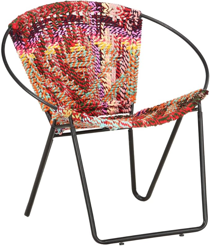 Circle Chair,Camping Chair,Beach Chair,Garden Chair,Bedroom Chair,Industrial Chair,Home Decor,for Living Room, Club, Bedroom, Indoor,Outdoor, Balcony, Garden,Multicolors Chindi Fabric