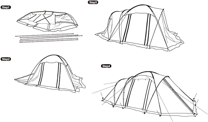 Outdoor Camping Tent Rain and Sun Protection Tunnel Tent Family Tent for Hiking Backpacking Traveling
