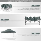COBIZI 10x15 Heavy Duty Pop up Canopy Tent with 4 sidewalls, Commercial Outdoor Tents for Parties,Backyard Event, Wedding, All Season Waterproof Event Shelter with Carry Bag, Gray(Frame Thickened)